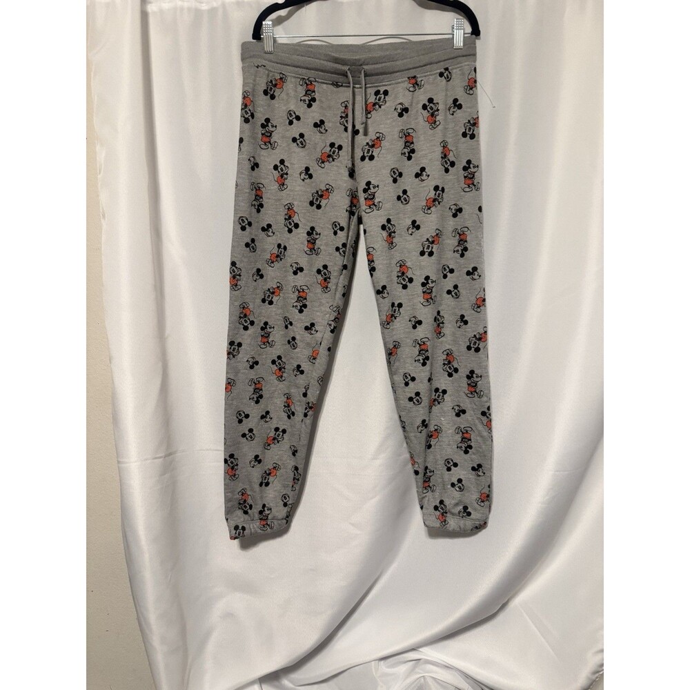 Disney Mickey Mouse Women's Lounge Pajama Pants Gray Jersey Drawstring Size L - Picture 6 of 6